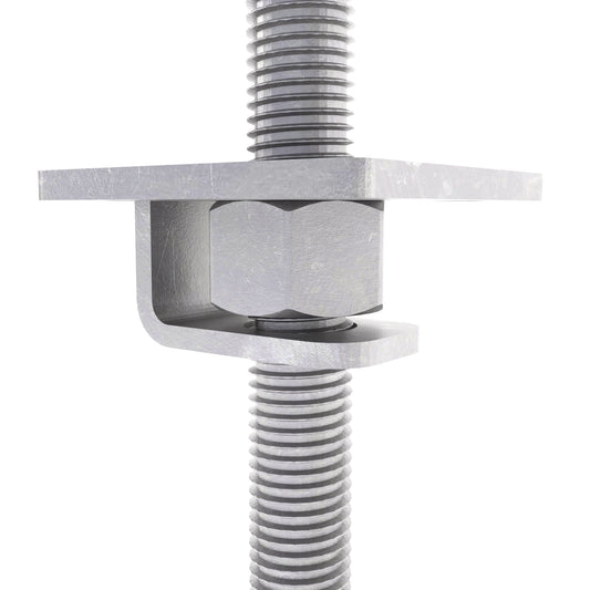 Stolpfot justerbar med platta, hake och lös mutter