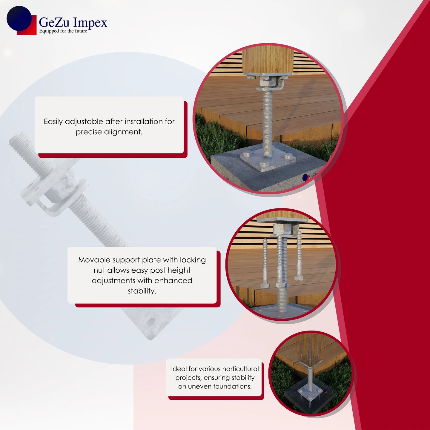 Stolpebasstödfot Betongfot justerbar stolphållare stolpeankare av trä stolpe höjdjusterbar stolpsko med plattastolpsko stolpskor betong