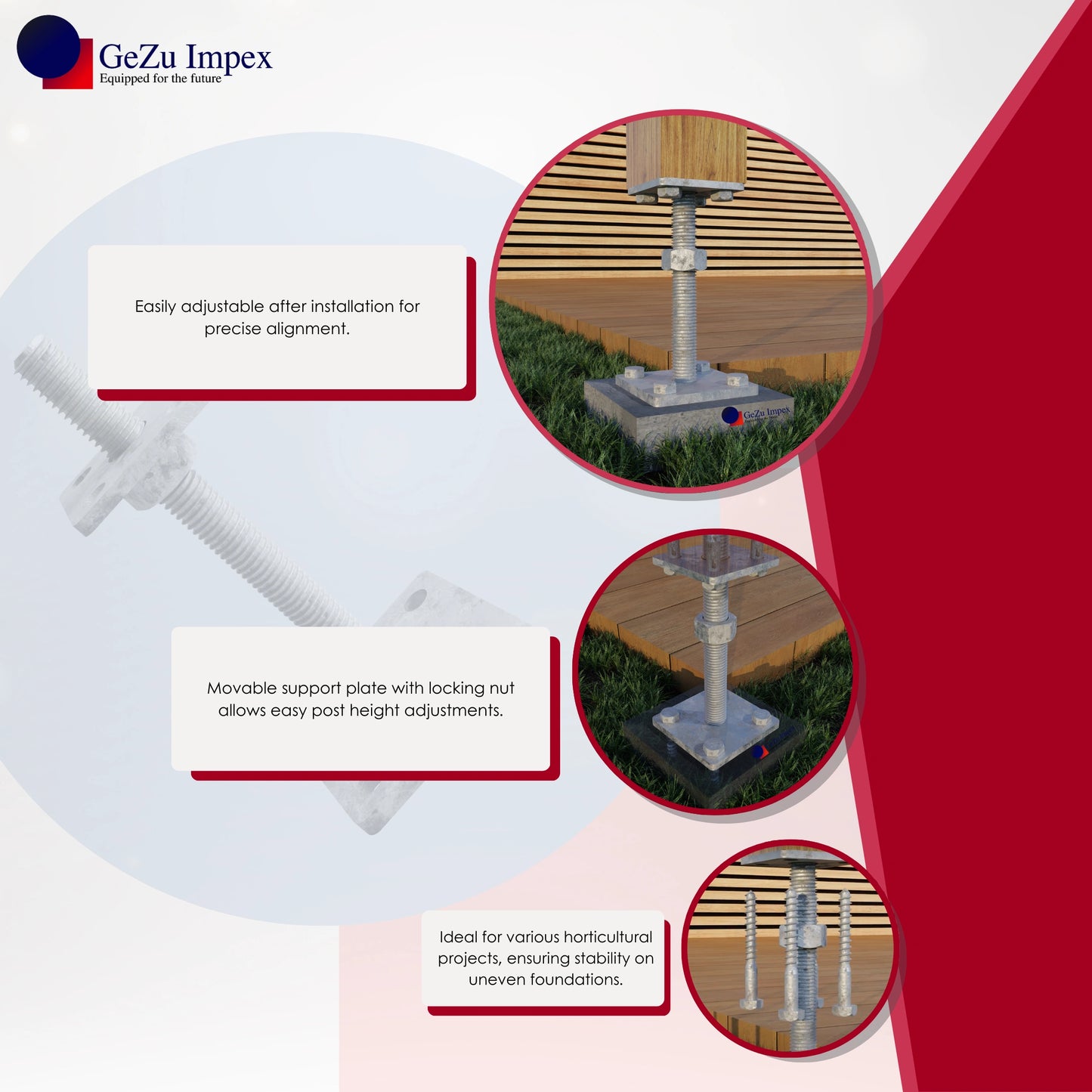 Stolpebasstödfot Betongfot justerbar stolphållare stolpeankare av trä stolpe höjdjusterbar stolpsko med plattastolpsko stolpskor betong