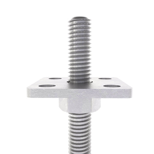 Stolpfot justerbar med platta, svetsad mutter