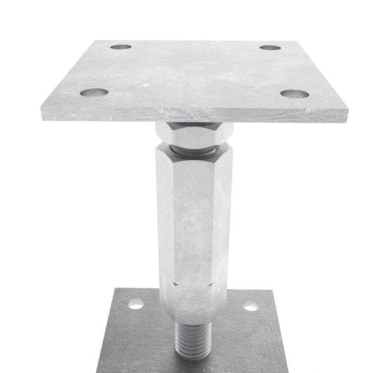 Stolpfot justerbar med platta, lång- och lågmutter