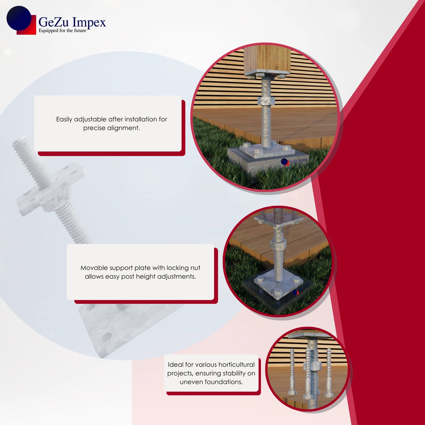 Stolpebasstödfot Betongfot justerbar stolphållare stolpeankare av trä stolpe höjdjusterbar stolpsko med plattastolpsko stolpskor betong 